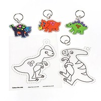 TOPJOWGA Lot de 26 porte-clés dinosaures en bois pour enfants - Kit de bricolage - En bois - À peindre - Kit de bricolage - Dinosaures - Porte-clés