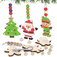 Perles En Bois En Forme De Bonbon - Lot De 20 Pièces - Pour Bijoux DIY, Décorations Noël - Taille ~4x2x1 Cm