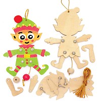 Marionnettes Père Noël Baker Ross FC192 Marionnettes En Bois Noël - Lot De 5 à Fabriquer - Activités Manuelles Enfants
