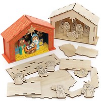 Kit Créatif Baker Ross – Attrape-soleil Nativité (Lot De 8) – Décorations Vitrail à Colorier – 13 Cm – Loisir Enfant