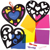 Baker Ross – Kit Déco Cœur Effet Vitrail (lot De 6) – Activité Saint-Valentin Pour Enfants Et Adultes
