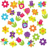 Baker Ross Aw284 Flower Stencils - Pack of 6, Floral Prints for Kids to Use in Arts and Crafts Activities, Painting and Printing Projects