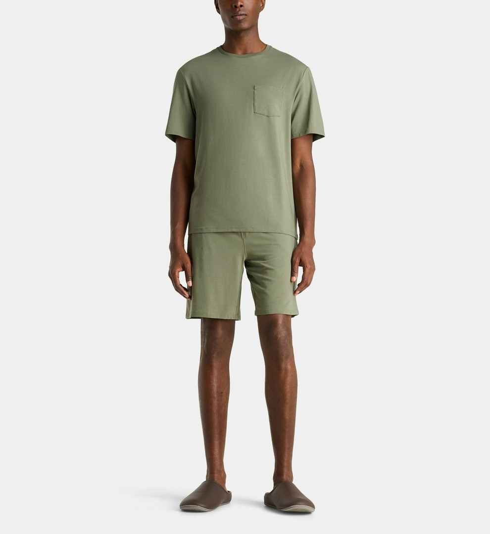 Pyjama Col Boutonné En Jersey De Coton Mercerisé Imprimé Rétro Bordeau