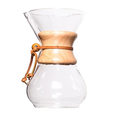Chemex 8-Cup Glass Pour-Over Coffee Maker with Natural Wood Collar