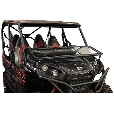 2-in-1 Folding Flip Windshield For Kawasaki Teryx 750/800 (2012-2015) – Clear Plastic, Front Mount