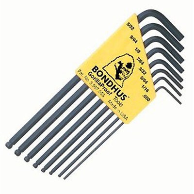 Bondhus Ball End Insert Bits - 5/64" Tip, 1" Length, 10-Piece Set With ProGuard Finish