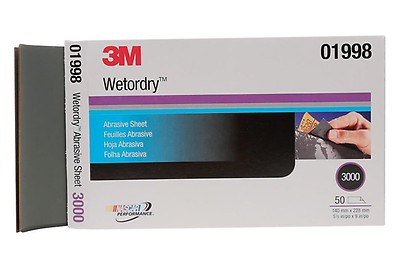 3M 33902 37mm x 28 mm Paint Defect Removal Abrasive 3000 Rectangle Box of 10 Sheets 