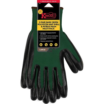Kinco 1860-2PK-L Work, Gloves, Mens, Nitrile Coated and Knit Lined, Large,  2PK | JB Tools
