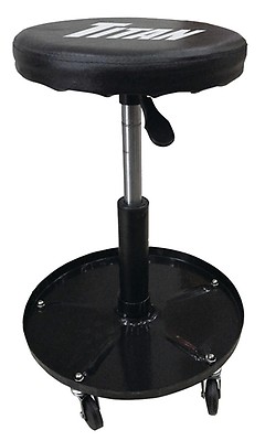 Powerbuilt 240375 Swivel Shop Stool, Padded Garage Seat, GAS Spring