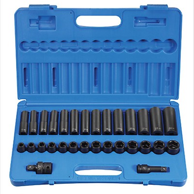 Husky 1/2 In. Drive SAE/Metric 6-Point Impact Socket Set (56-Piece