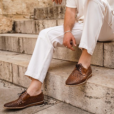 Men's leather hot sale espadrille shoes