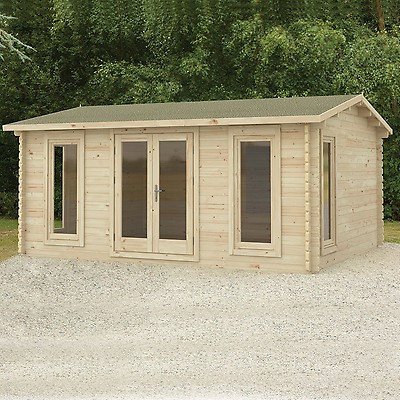 Forest Alderley 4m x 3m Log Cabin Outdoor Garden Room Office Building 34mm 