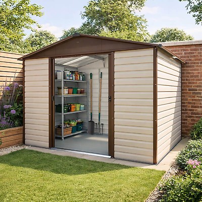 8' x 9' Yardmaster Green Metal Shed | Buy Sheds Direct