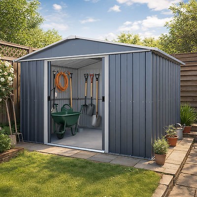 8' x 9' Yardmaster Green Metal Shed | Buy Sheds Direct