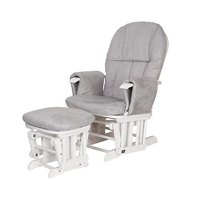 obaby deluxe reclining glider chair and stool
