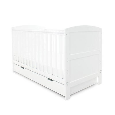 white cot bed with drawer