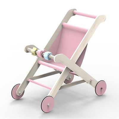 moover wooden dolls pram pink
