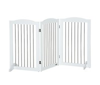 PawHut Barreira de Segurança Dobrável para Cães Grade de Proteção de 4  Painéis com Pés para Portas Escadas Corredor 204x30x61cm Branco