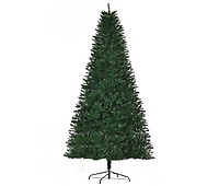 HOMCOM Árvore de Natal Ø140x225cm Neve Artificial com 1083 Pontas de PVC  Base Dobrável e Suporte de Metal Decoração de Natal para Interiores Verde e  Branco 225cm