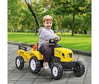 HOMCOM Trator a Pedais para Crianças acima de 3 Anos Trator Infantil com  Reboque e Pá Escavadora 167x41x52 cm Amarelo e Preto