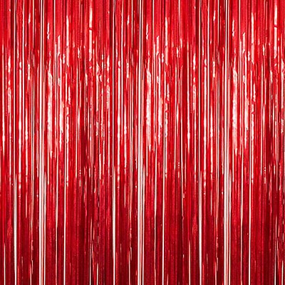 Decostar™ Sparkling Metallic Foil Fringe Curtain 96 12 Pieces - Pink