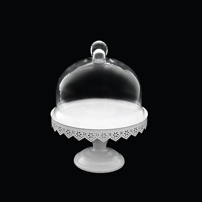 Decostar Glass Dome Cover Cake Stand with Metal Stand 13