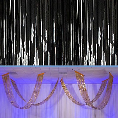 Silver - Metallic Fringe Curtain - Many Size Options