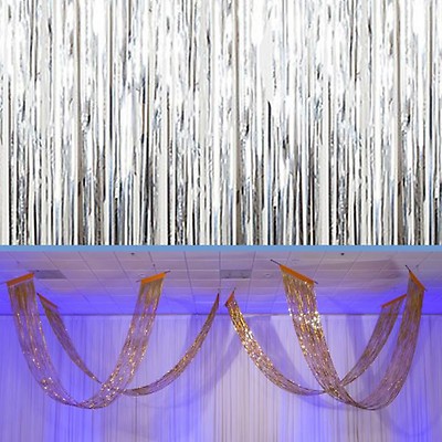 Decostar™ Sparkling Metallic Foil Fringe Curtain 96 12 Pieces - Pink