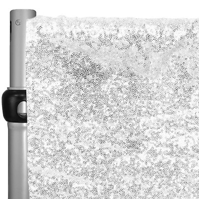 Silver Sequin Backdrop Curtain w/ 4 Rod Pocket by Eastern Mills - 10ft  Long x 9.5ft Wide