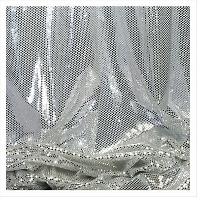 Silver Sequin Backdrop Curtain w/ 4 Rod Pocket by Eastern Mills - 10ft  Long x 9.5ft Wide
