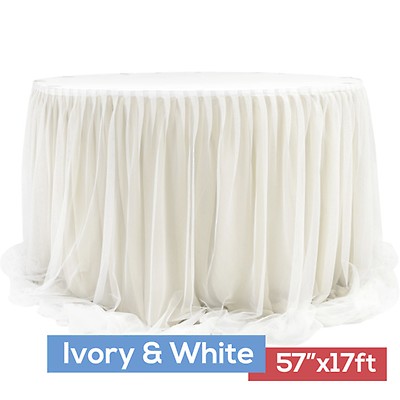 White tulle 2024 table skirt