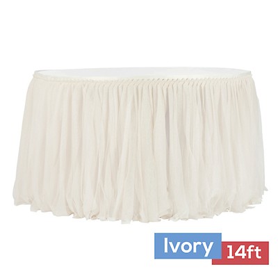 White tulle clearance skirt for table