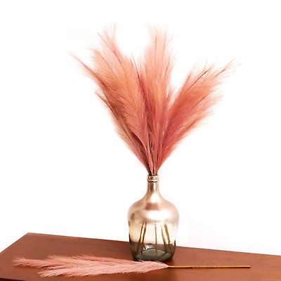 Faux Ostrich Feather Stems, Pink Fake Ostrich Feathers, Faux Pampas Grass  and Feathers for Centerpieces, Home & Party Decor ZUCKER® 