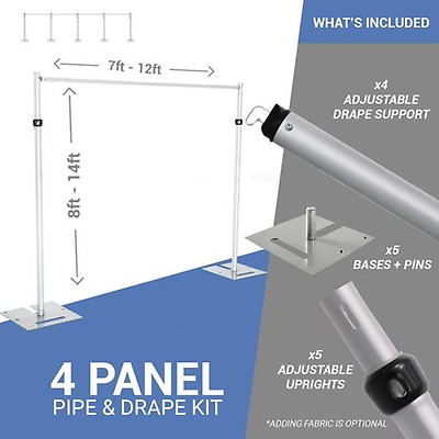 Up to 8' x 8' - Adjustable Heavy Duty Pipe & Drape Stand