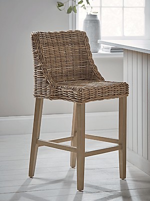 Rounded Wicker Counter Stool, Wicker Bar Stools With Arms