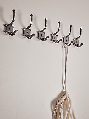 Aged Metal Wall Mounted Coat Rack