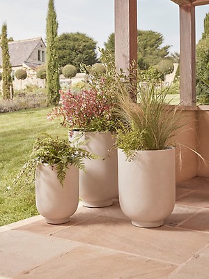 Tall Terracotta White Planter