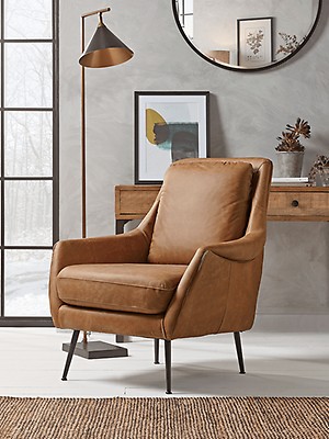 Tan leather occasional online chair