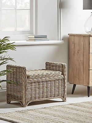 Quinto wing wicker store storage bench