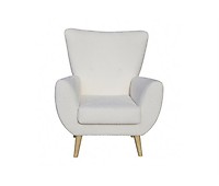 Sillón de tela bouclette beige con reposapiés Eira