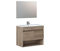 Mueble de Baño en KIT (sin lavabo) serie HOLA ancho 60cm dos cajones Roble  fondo estándar 45cm