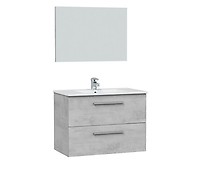Mueble de baño suspendido 2 cajones con espejo, sin lavabo, 80 cm AXEL