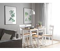 Mesa de comedor extensible de madera de caucho clara/blanco 120/160 x 75 cm  LOUISIANA 