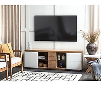 Mueble TV madera clara/negro 160 x 39 cm FIORA 