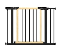 PawHut Barrera de Seguridad para Perros Plegable de 3 Piezas 203x74 cm  Rejilla para Escaleras y Puertas con Sistema de Cierre Automático y 2  Paneles de Tela Oxford Negro - Conforama