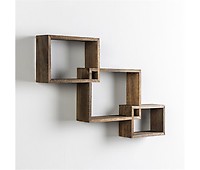 Set de 3 estantes de pared metal negro y madera de Paulownia AMARO