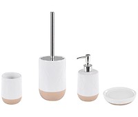 Beliani Conjunto de 6 accesorios de baño de cerámica blanco  crema/negro/rojo PALMILLA