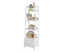 HOMCOM Estantería en Forma de Escalera de Madera con 3 Estantes y 1 Armario  de Almacenaje Librería de Estilo Nórdico Moderno 60x40x171 cm Roble y  Blanco 60x40x171cm