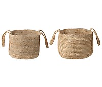 Conjunto de 2 cestas de yute beige/blanco 50 cm GAJAR 