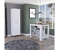 Mueble microondas Basic Blanco y Gris Cemento 92x59x40 cm - Conforama